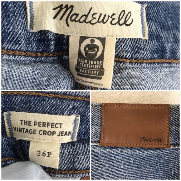 Madewell The Perfect Vintage Crop Jean in Ainsworth Wash Raw Hem Plus Size 36P - Picture 8 of 14
